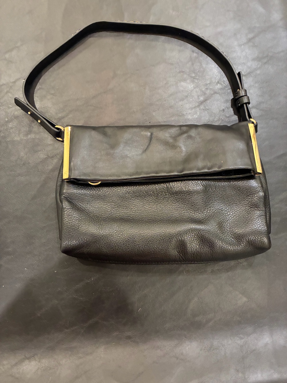 Halston Heritage black fold over shoulder bag